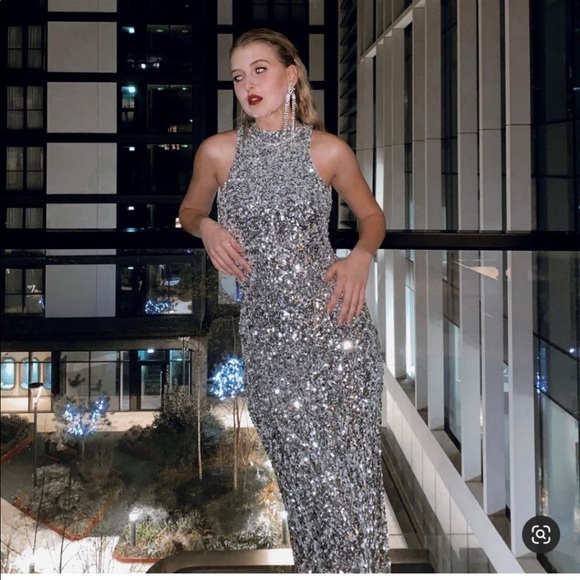 LAST NWT ZARA SILVER SEQUIN DRESS - Picture 12 of 15